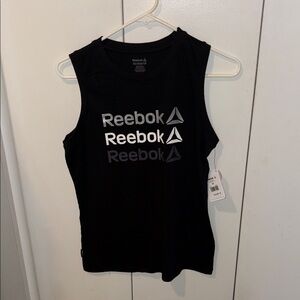 Reebok Black Tank Top with Silver Logo